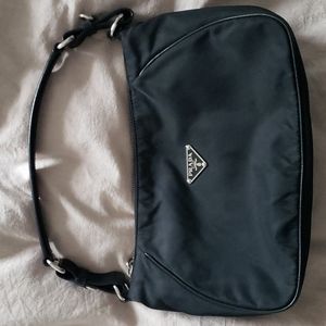 Vintage Prada Tessuto & Saffiano leather handbag, black